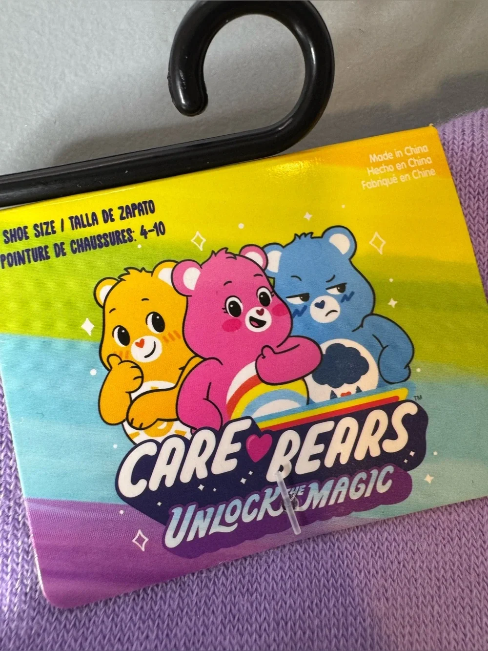 Care Bears unlock the magic share bear Purple Rainbow Crew knee high socks